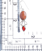 925 Sterling Silver Natural Gemstones Goldstone Garnet Dangle Earrings FJSVE2163