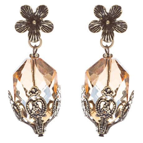Contemporary Fashion Uniquely Charming Floral Design Dangle Earrings E835 Brown