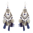Beautiful Statement Fashion Style Tassel  Beads Dangle Earrings E952 Blue