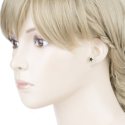 Dazzling Crystal Rhinestone Star Round Fashion Stud Post Earrings E1194 Gold - Accessoriesforever