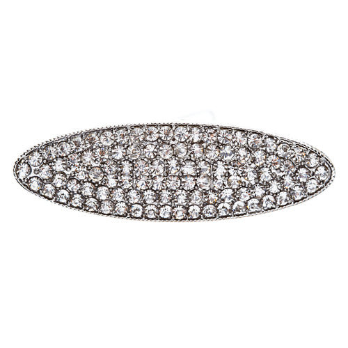 Bridal Wedding Jewelry Crystal Rhinestone Simple Oval Design Hair Pin Silver