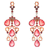 Fashion Chic Sparkle Crystal Rhinestone Stone Dangle Statement Earrings Red