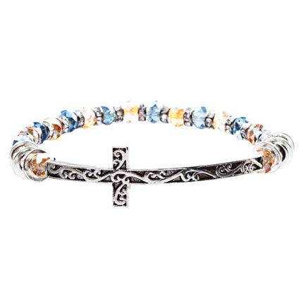 Lovely Crystal Rhinestone Cross Design Fashion Statement Bracelet B472 Multi