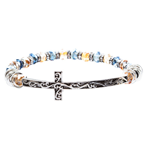Lovely Crystal Rhinestone Cross Design Fashion Statement Bracelet B472 Multi