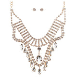 Bridal Wedding Jewelry Crystal Rhinestone Breathtaking Tear Drop Necklace J517GD