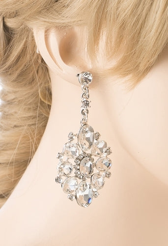 Bridal Wedding Jewelry Crystal Rhinestone Dangle Drop Earrings E611SV - Accessoriesforever