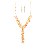 Classic Stylish Beautiful Formica Y Drop Simple Statement Necklace Set Natural