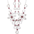 Bridal Wedding Jewelry Prom Rhinestone Adorable Mesh Necklace Set J657 Pink