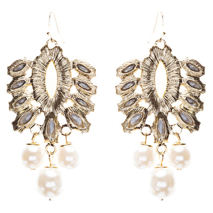 Elegance Fashion Crystal Rhinestone Grand Design Dangle Earrings E813 White