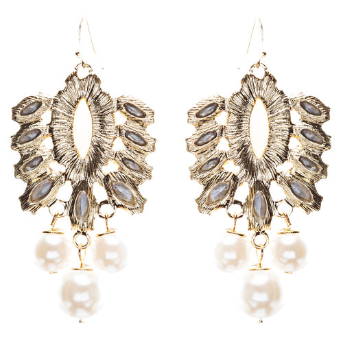Elegance Fashion Crystal Rhinestone Grand Design Dangle Earrings E813 White