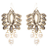 Elegance Fashion Crystal Rhinestone Grand Design Dangle Earrings E813 White