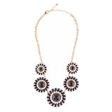 Glamorous Sparkle Bold Fashion Statement Necklace Earrings Set JN290 Gold Black