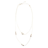 Simple Yet Elegant Design Gold Plate Double Chain Charm Necklace N77 Pink