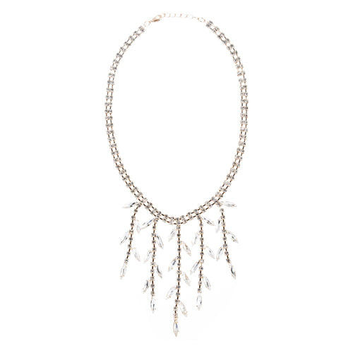 Bridal Wedding Jewelry Crystal Rhinestone Alluring Leaflet Necklace J518 Gold