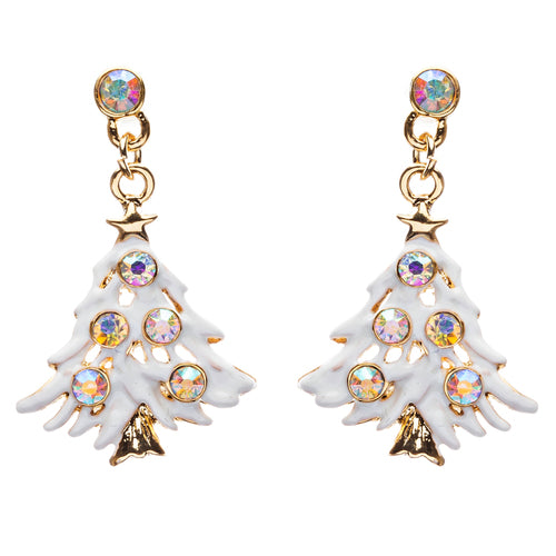 Christmas Jewelry Crystal Rhinestone Colorful Christmas Tree Earrings E799 Multi - Accessoriesforever