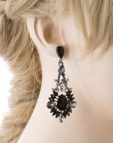 Bridal Wedding Jewelry Crystal Rhinestone Uniquely Crafted Earrings E726 Black