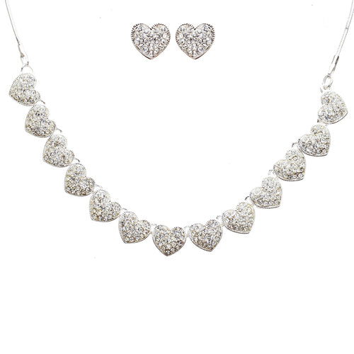 Beautiful Valentine's Crystal Rhinestone Fascinating Little Hearts Set J496 SLV - Accessoriesforever