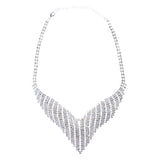 Bridal Wedding Jewelry Crystal Rhinestone Grand Bib Design Necklace J576 Silver
