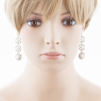 Bridal Wedding Jewelry Rhinestones Pearl Floral Earring - Accessoriesforever