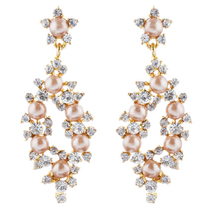 Bridal Wedding Jewelry Crystal Rhinestone Pearl Elegant Dangle Earrings Gold - Accessoriesforever