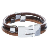 3-Strand T Clasp Leather Bracelet Multi Color