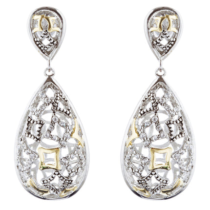 Sophisticated Classic Gorgeous Two-Tone Crystal Rhinestone Earrings E997 GDSV