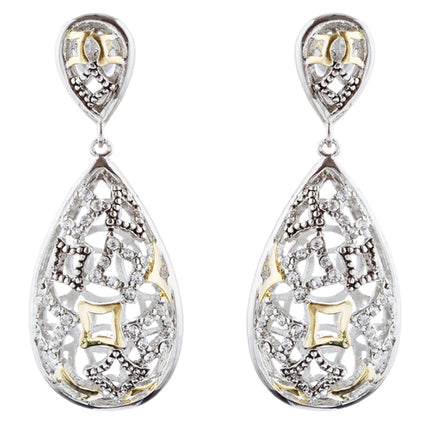 Sophisticated Classic Gorgeous Two-Tone Crystal Rhinestone Earrings E997 GDSV