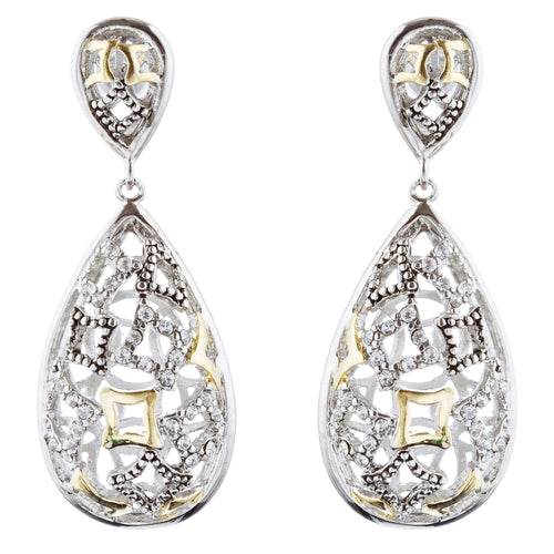 Sophisticated Classic Gorgeous Two-Tone Crystal Rhinestone Earrings E997 GDSV