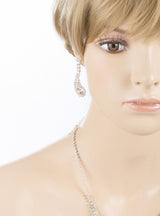 Bridal Wedding Jewelry Set Necklace Earring Crystal Rhinestone Classic Silver