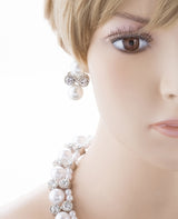 Bridal Wedding Jewelry Crystal Rhinestone Elegant Faux Pearl Necklace J543 White