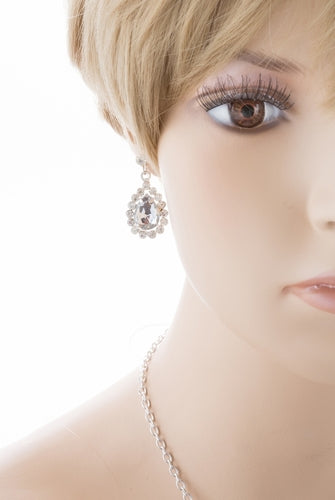 Bridal Wedding Jewelry Set Crystal Rhinestone Gorgeous Multi Teardrop Dangles SV - Accessoriesforever