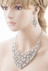 Bridal Wedding Jewelry Crystal Rhinestone Alluring Bib Posture Necklace J499 SLV