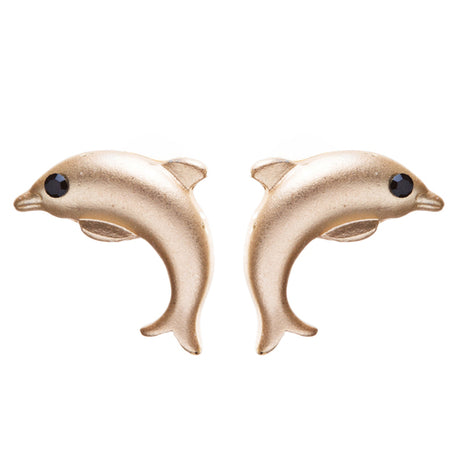 Fashion Chic Crystal Rhinestone Stunningly Carved Dolphin Stud Earrings E909 GD