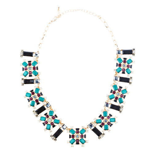 Stunning Simple Formica Crystal Bib Design Statement Jewelry Necklace Black