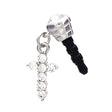 Earphone Dustproof Plug Stopper Phone Ear Cap Crystal Rhinestone Cross Silver