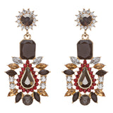 Stunning Beautiful Bohemian Glass Stone Statement Dangle Fashion Earrings Black