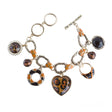 Beautiful Beads Heart Animal Print Charm Link Fashion Bracelet Gold Brown