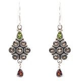 925 Sterling Silver Gemstones Natural Garnet Topaz Dangle Earrings FJSE2165