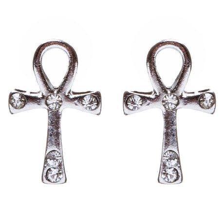 Cross Jewelry Crystal Rhinestone Lovely Cross Charm Stud Earrings E910 Silver