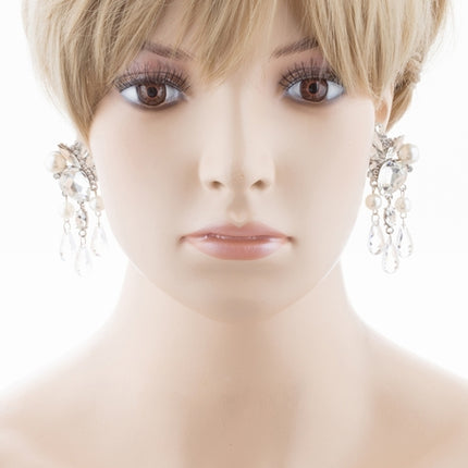 Bridal Wedding Jewelry Crystal Rhinestone Pearl Stunning Chic Dangle Earrings - Accessoriesforever