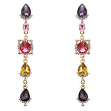 Trendy Design Crystal Rhinestone Colorful Tear Drop Shape Earrings E740 Multi