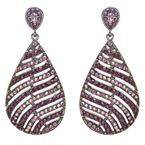 Modern Fashion Crystal Rhinestone Stunning Leaf Design Dangle Earrings E729 PRPL