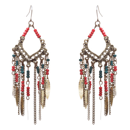 Chic Trendy Statement Fashion Dangling Chains Bead Earrings E953 Multi - Accessoriesforever