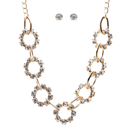 Bridal Wedding Jewelry Crystal Rhinestone Charming Open Holes Necklace JN254Gold