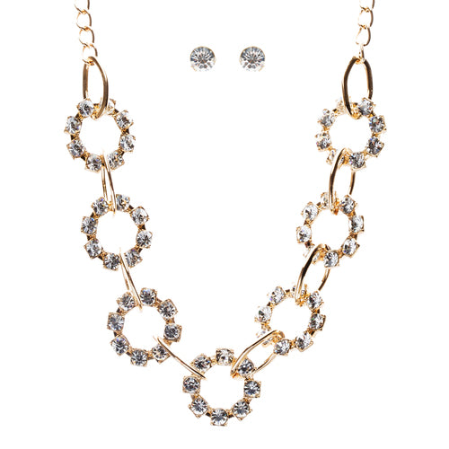 Bridal Wedding Jewelry Crystal Rhinestone Charming Open Holes Necklace JN254Gold