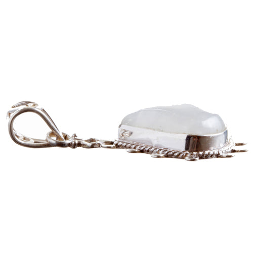 925 Sterling Silver Natural Gemstones Moonstone Pendant FJSVP2062
