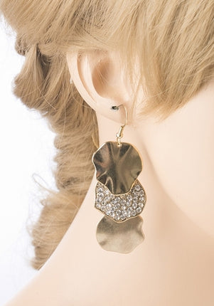 Natural Circle Trio Drop Crystal Fashion Earring Gold - Accessoriesforever