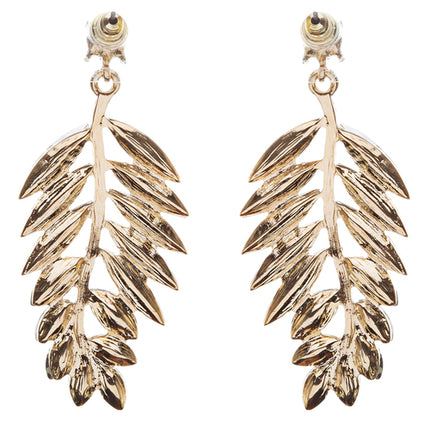 Stunning Beautiful Crystal Rhinestone Leaf Linear Drop Statement Earrings Red - Accessoriesforever