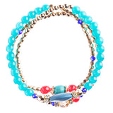 Beautiful Stone Bead Tribal Bohemian Statement Wrap Fashion Bracelet B451 Blue