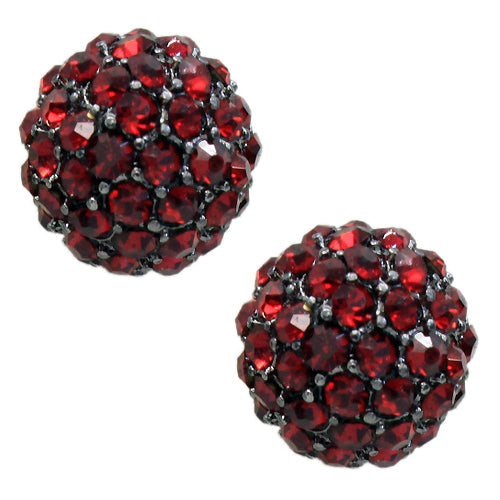 Sparkle Style Fashion Crystal Ball Stud Earrings Red